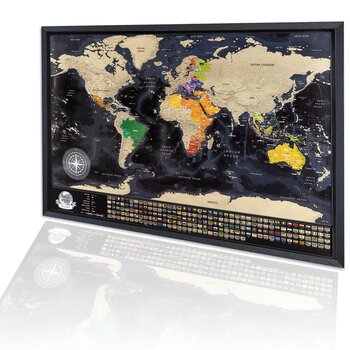 Скретч-карта мира с деревянной рамкой, 73х3х53 см цена и информация | Карты мира | pigu.lt