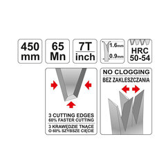 Pjūklas medžiui 450 mm tefloninis YT-3107 kaina ir informacija | Mechaniniai įrankiai | pigu.lt
