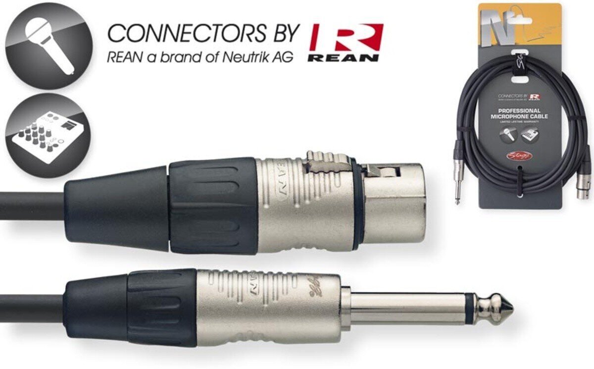 Stagg XLR/f - 6.35mm Jack TS, 6m kaina ir informacija | Kabeliai ir laidai | pigu.lt