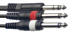 Stagg 6.35 мм TRS - 2 x 6.35 мм TS 6м цена и информация | Кабели и провода | pigu.lt