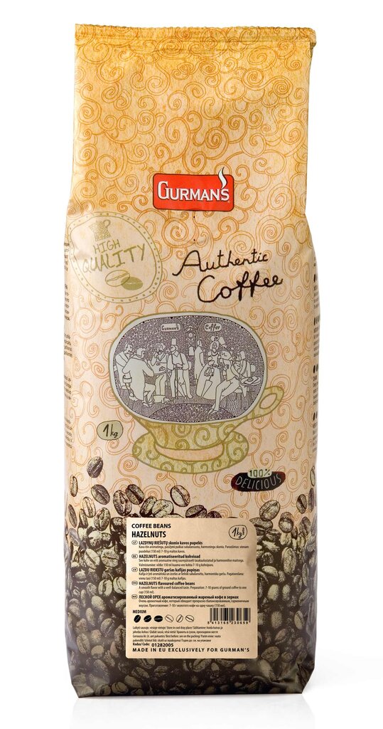 GURMAN'S Lazdyno riešutų skonio kavos pupelės, 1 kg kaina ir informacija | Kava, kakava | pigu.lt