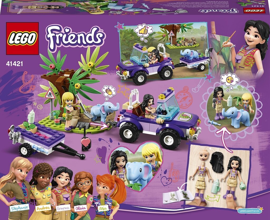 41421 LEGO® Friends Drambliuko gelbėjimas džiunglėse цена и информация | Konstruktoriai ir kaladėlės | pigu.lt