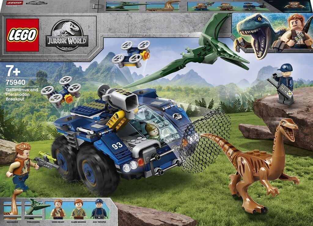 75940 LEGO® Jurassic World Galimimso ir Pteranodono pabėgimas цена и информация | Konstruktoriai ir kaladėlės | pigu.lt