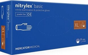 Vienkartinės nitrilo pirštinės Mercator Nitrylex Basic, XL dydis 100vnt. kaina ir informacija | Darbo pirštinės | pigu.lt