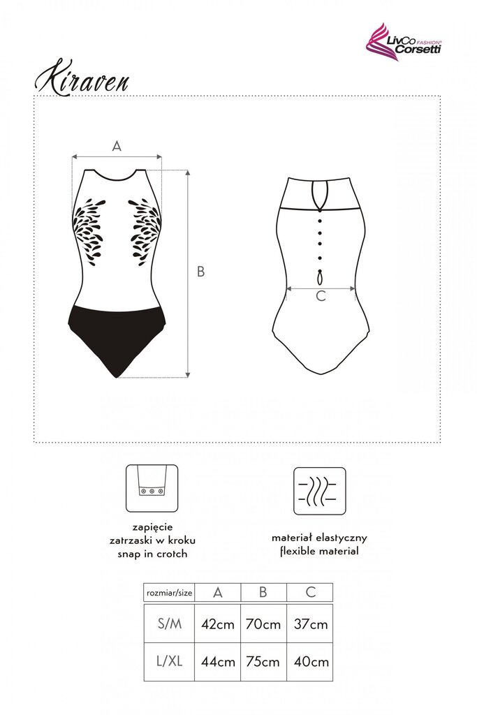 Bodis moterims LivCo Kiraven kaina ir informacija | Apatiniai marškinėliai moterims | pigu.lt