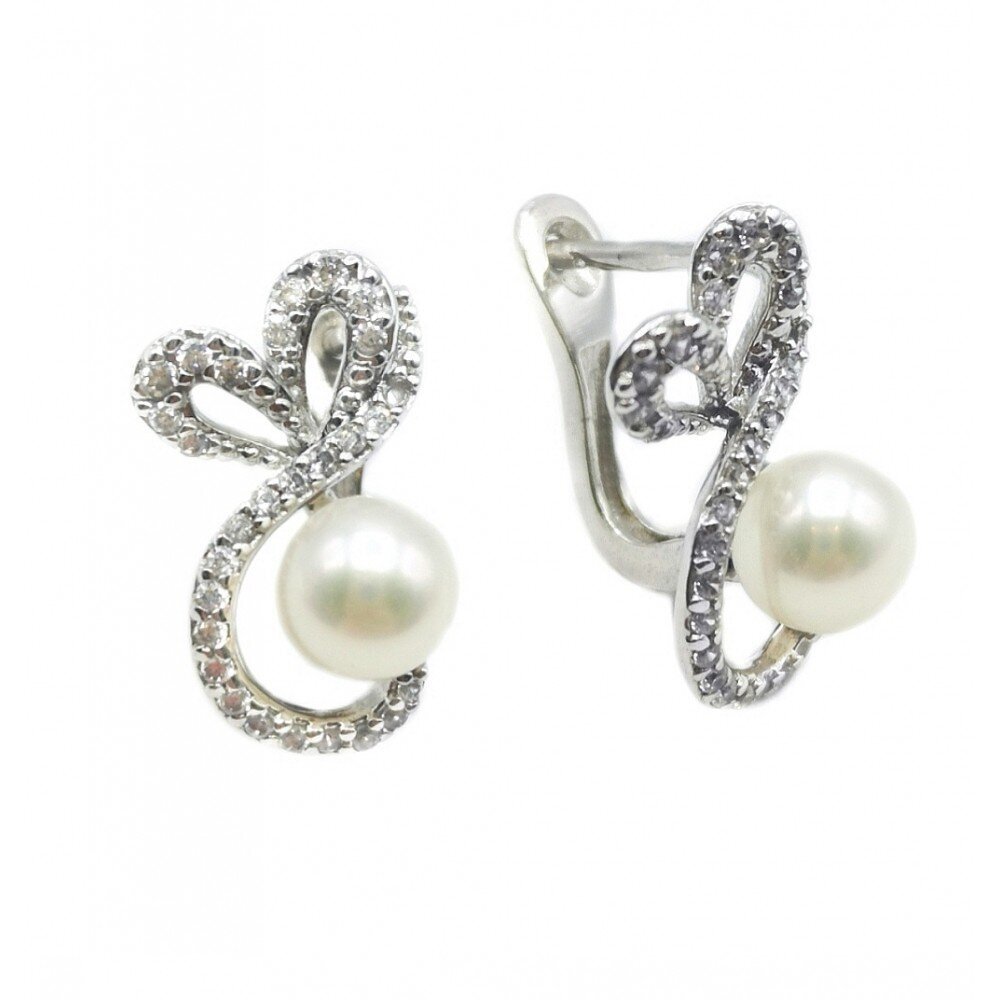 Auksiniai auskarai su perlais kaina ir informacija | Auskarai | pigu.lt