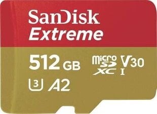 SanDisk Extreme MicroSDXC 512 GB kaina ir informacija | Atminties kortelės telefonams | pigu.lt