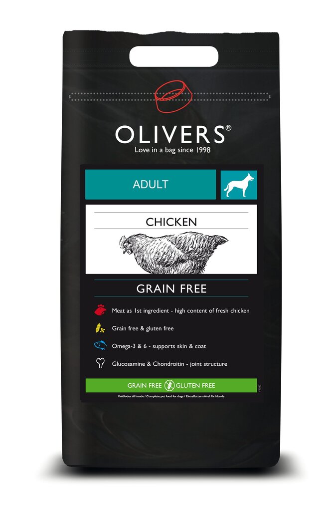 Olivers begrūdė mityba su vištiena Adult Chicken Grain Free S, 4kg kaina ir informacija | Sausas maistas šunims | pigu.lt