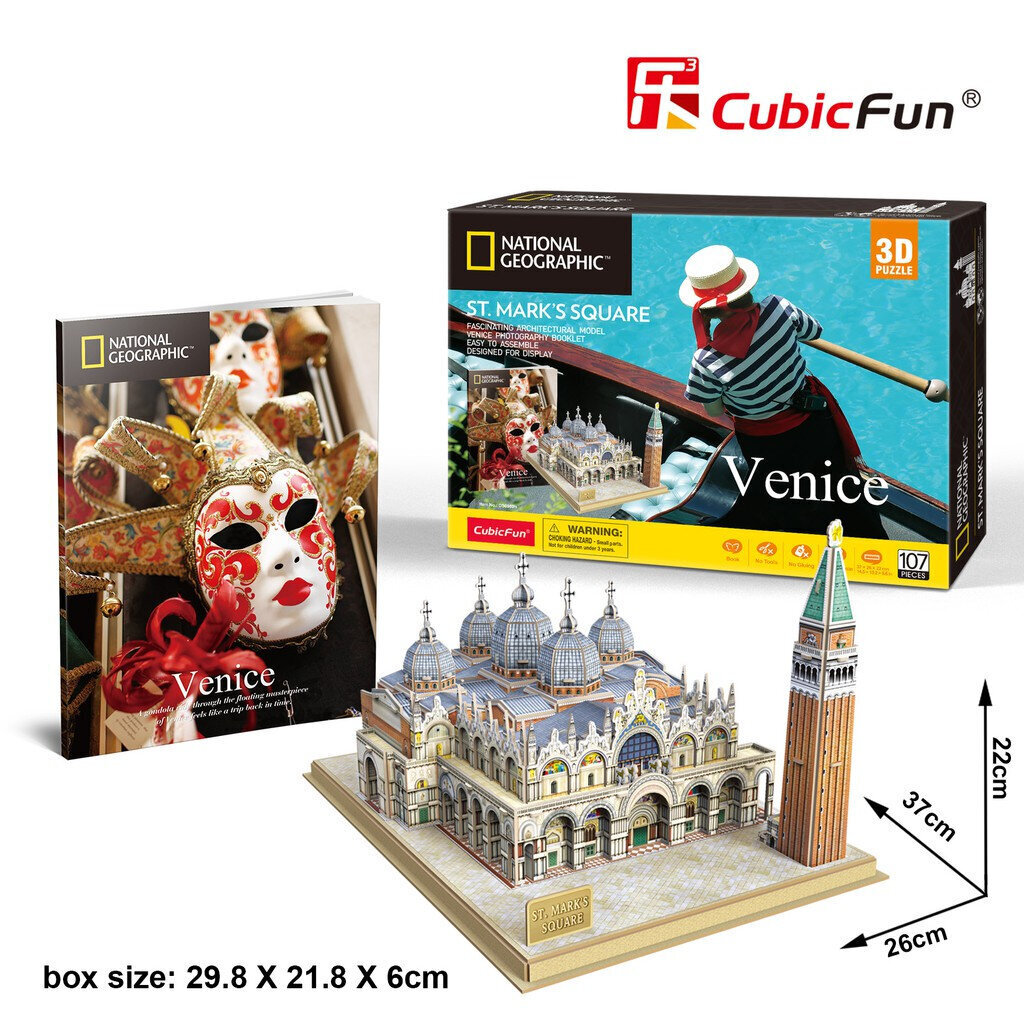 3D dėlionė CubicFun National Geographic Venice ST Mark's Square, 107 d. цена и информация | Dėlionės (puzzle) | pigu.lt