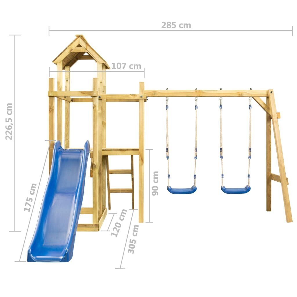Vaikų žaidimų aikštelė, 285x305x226,5cm kaina ir informacija | Sūpynės | pigu.lt