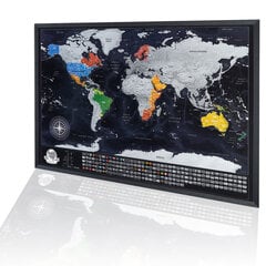 Скретч карта мира с деревянной рамкой, 86х2х60 см цена и информация | Карты мира | pigu.lt