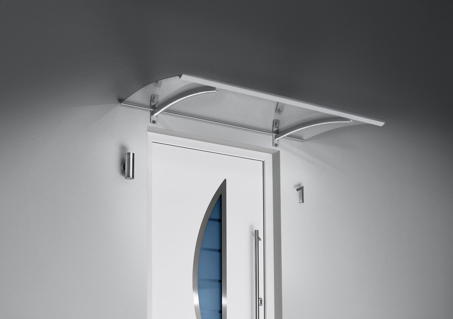 Guttagliss apsauginis stogelis su LED, nerūdijančio plieno 150x90 cm kaina ir informacija | Stogeliai virš durų | pigu.lt