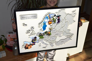 Карта Европы с рамкой - Фотоколлаж с черной рамкой - 60 фотографий - 73x53x6 см цена и информация | Карты мира | pigu.lt
