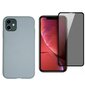 360 protection Set -telefono dėklas silikoninis - pilka (ice grey) + grūdinto stiklo ekrano apsauga Privacy, skirtas iPhone 11 Pro цена и информация | Telefono dėklai | pigu.lt