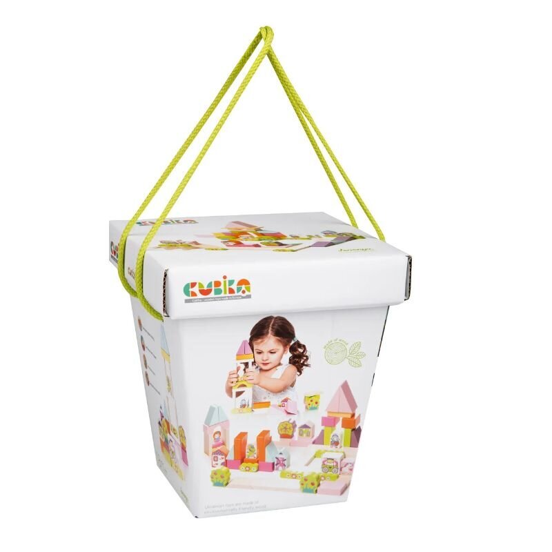 Medinės kaladėlės Miestas mergaitėms Cubika цена и информация | Žaislai kūdikiams | pigu.lt