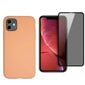 360 protection Set -telefono dėklas silikoninis - oranžinė (tangerine) + grūdinto stiklo ekrano apsauga Privacy, skirtas iPhone 11 Pro цена и информация | Telefono dėklai | pigu.lt