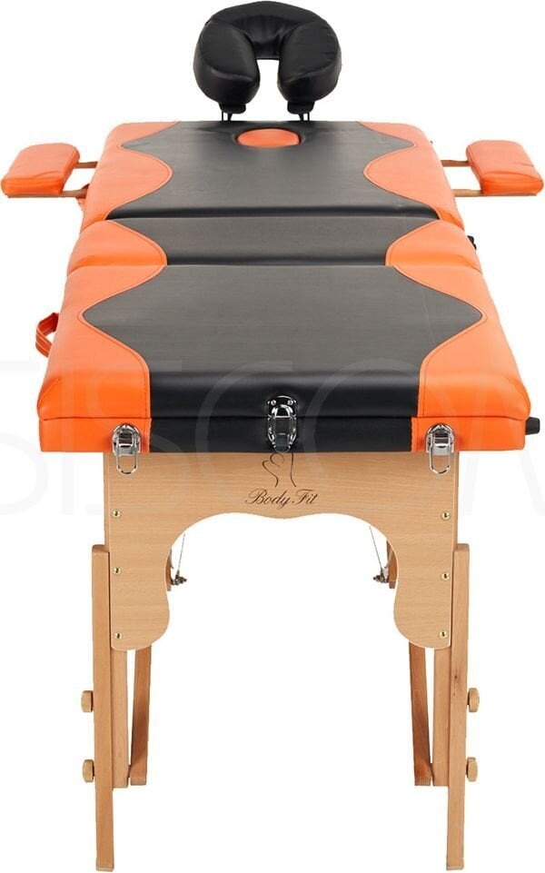 Bodyfit 3 dalių masažo lova juodos ir oranžinės spalvos (1029) kaina ir informacija | Masažo reikmenys | pigu.lt