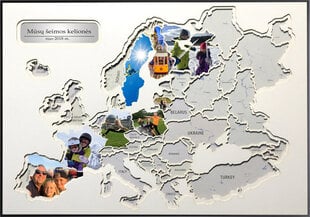 Фотоколлаж - 60 фотографий - Карта Европы 70x50 см - Оригинальный подарок для путешественников цена и информация | Карты мира | pigu.lt
