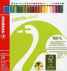 Krāsainie zīmuļi STABILO Greencolors 24 krāsu kaina ir informacija | Piešimo, tapybos, lipdymo reikmenys | pigu.lt