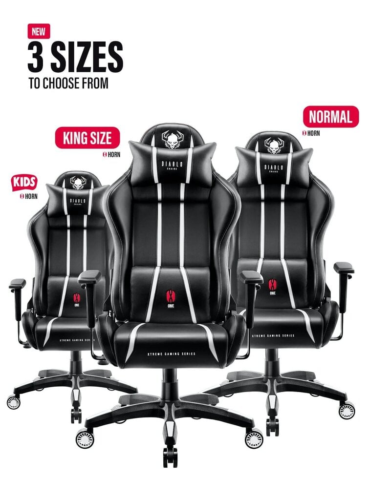 Žaidimų kėdė Diablo Chairs X-One L, juoda/balta kaina ir informacija | Biuro kėdės | pigu.lt