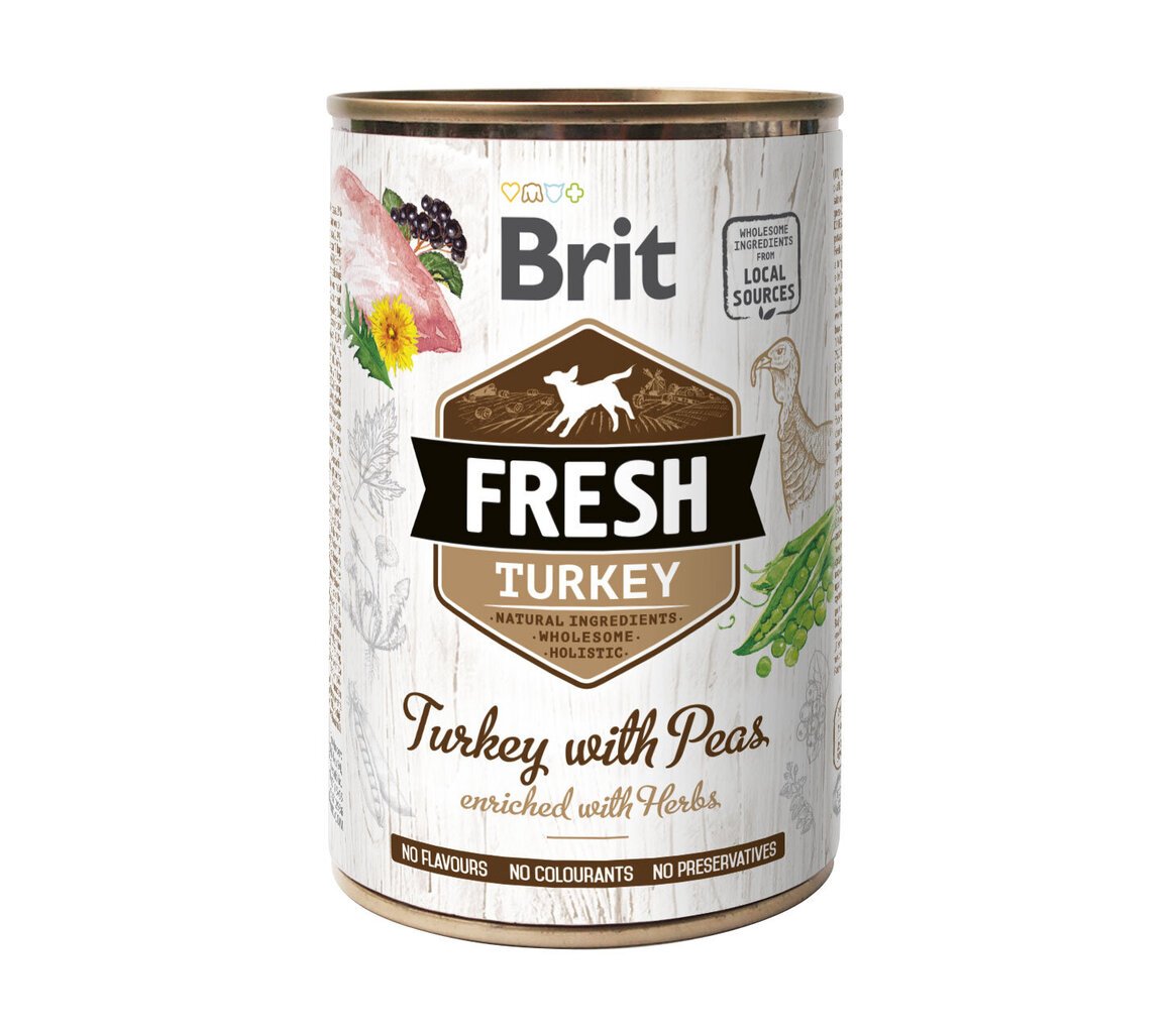 Konservai šunims Brit Fresh Dog Turkey with Peas, 400 g kaina ir informacija | Konservai šunims | pigu.lt