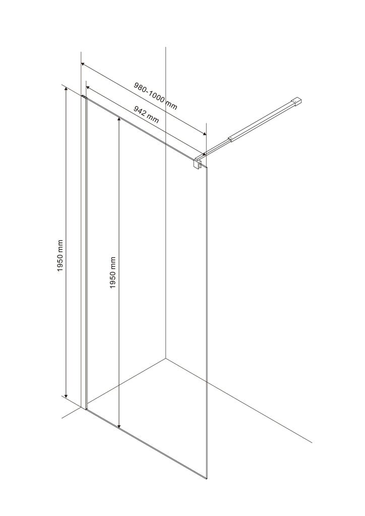 Dušo sienelė Rubineta RUB-401 100 cm цена и информация | Dušo durys ir sienelės | pigu.lt