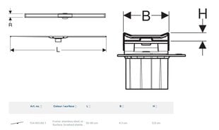 Верхняя часть душевого желоба Geberit CleanLine 20, длина 30-90 см 154.450.KS.1 цена и информация | Душевые желоба | pigu.lt