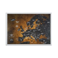 Europos žemėlapis su smeigtukais. DOVANA - 100 spalvotų smeigtukų, Komplekte medinis rėmelis. kaina ir informacija | Žemėlapiai | pigu.lt