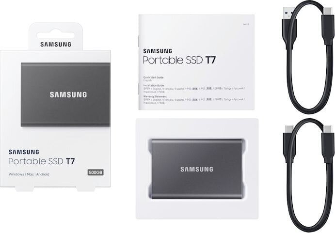 Išorinis kietasis diskas Samsung SSD T7 1TB, Pilka (MU-PC1T0T/WW) kaina |  pigu.lt