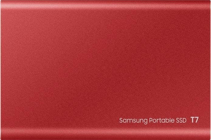 Samsung SSD T7 1TB, Raudona (MU-PC1T0R/WW) kaina ir informacija | Išoriniai kietieji diskai (SSD, HDD) | pigu.lt