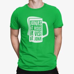 Marškinėliai "Visi už JONĄ!", žali kaina ir informacija | Originalūs marškinėliai | pigu.lt
