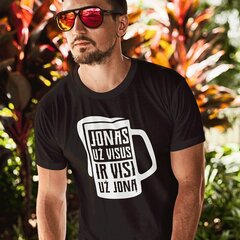 Marškinėliai "Visi už JONĄ!", juodi kaina ir informacija | Originalūs marškinėliai | pigu.lt