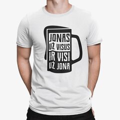Marškinėliai "Visi už JONĄ!", balti kaina ir informacija | Originalūs marškinėliai | pigu.lt