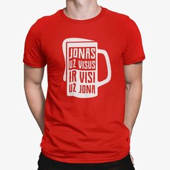 Marškinėliai "Visi už JONĄ!", raudoni kaina ir informacija | Originalūs marškinėliai | pigu.lt