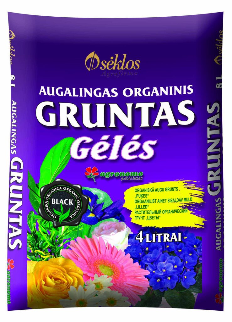 Augalingas organinis gruntas "Gėlė", 4 l kaina ir informacija | Gruntas, žemė, durpės, kompostas | pigu.lt