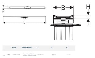 Верхняя часть душевого желоба Geberit CleanLine 20, длина 30-130 см 154.451.00.1 цена и информация | Душевые желоба | pigu.lt