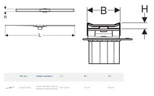 Верхняя часть душевого желоба Geberit CleanLine 20, длина 30-130 см 154.451.KS.1 цена и информация | Душевые желоба | pigu.lt