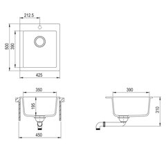 Dirbtinio granito virtuvinė plautuvė Aquasanita Simplex SQS100, 202 Alumetallic kaina ir informacija | AquaSanita Išparduotuvė | pigu.lt