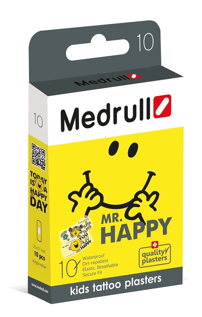 Pleistrai "Mr.Happy" N10 Medrull (vaikiški) kaina ir informacija | Pirmoji pagalba | pigu.lt