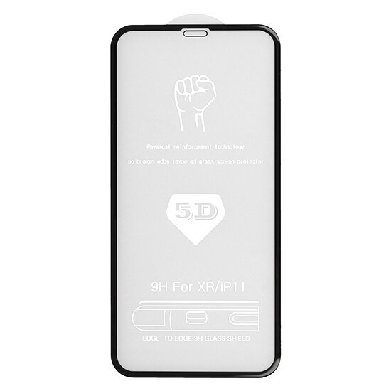 Apsauginis stiklas Full Glue 5D skirtas iPhone 11, juodas rėmelis kaina ir informacija | Apsauginės plėvelės telefonams | pigu.lt