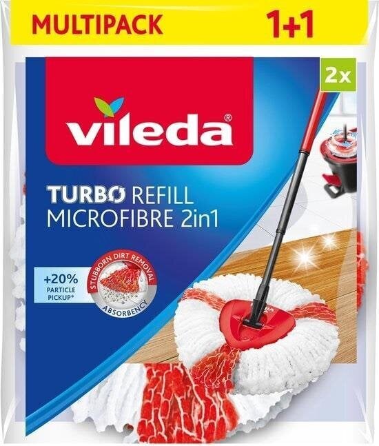 Vileda šluostė šepečiui Turbo 2 in1, 2 vnt. kaina ir informacija | Valymo reikmenys ir priedai | pigu.lt