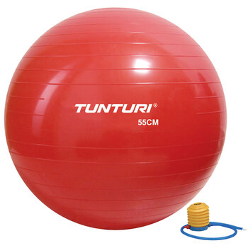 Gimnastikos kamuolys su pompa Tunturi Gymball 55 cm, raudonas kaina ir informacija | Gimnastikos kamuoliai | pigu.lt