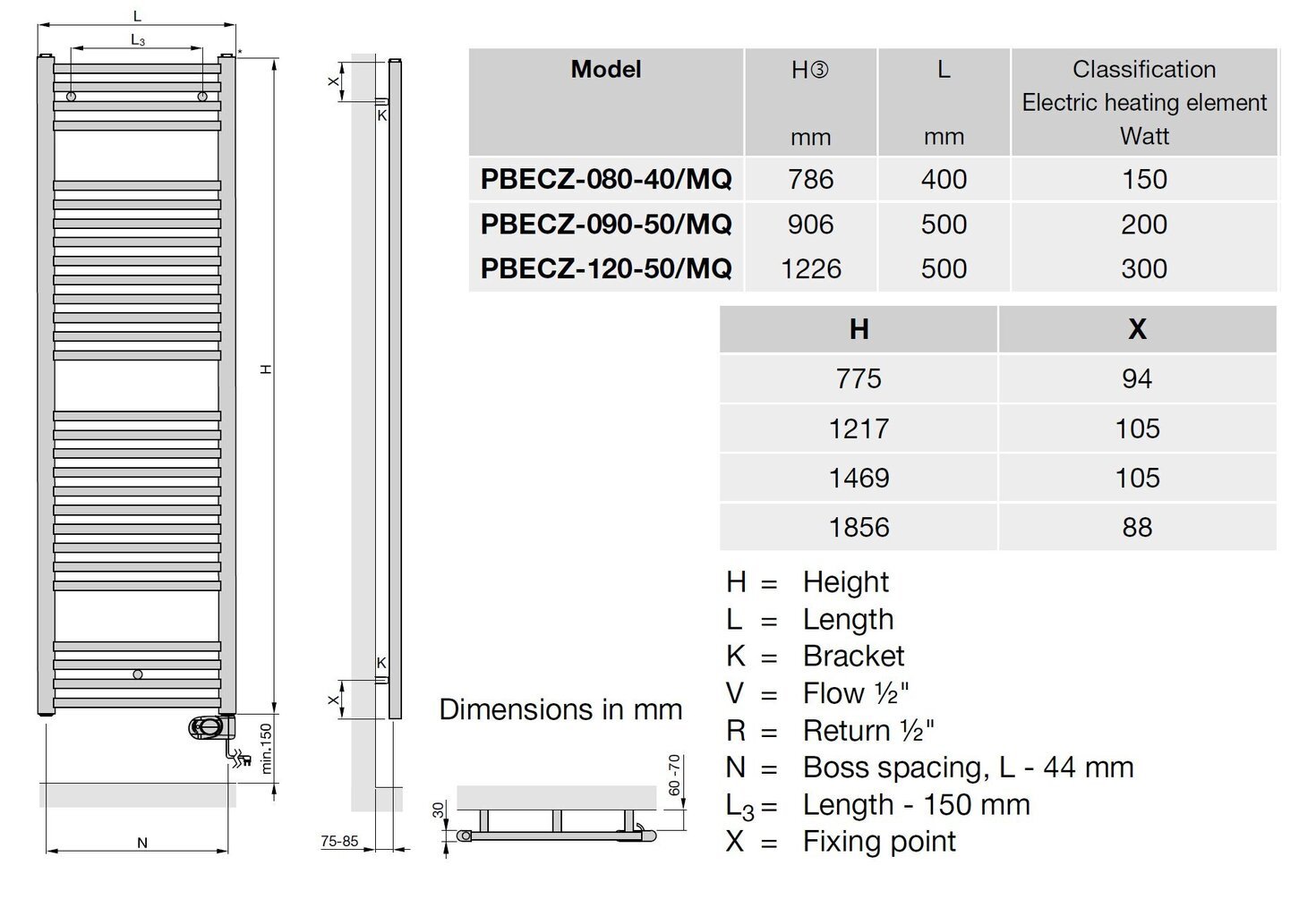 Elektrinis vonios radiatorius Zehnder Aura PBECZ-080-40/MQ, 80x40cm, chromo spalvos kaina ir informacija | Gyvatukai, vonios radiatoriai | pigu.lt