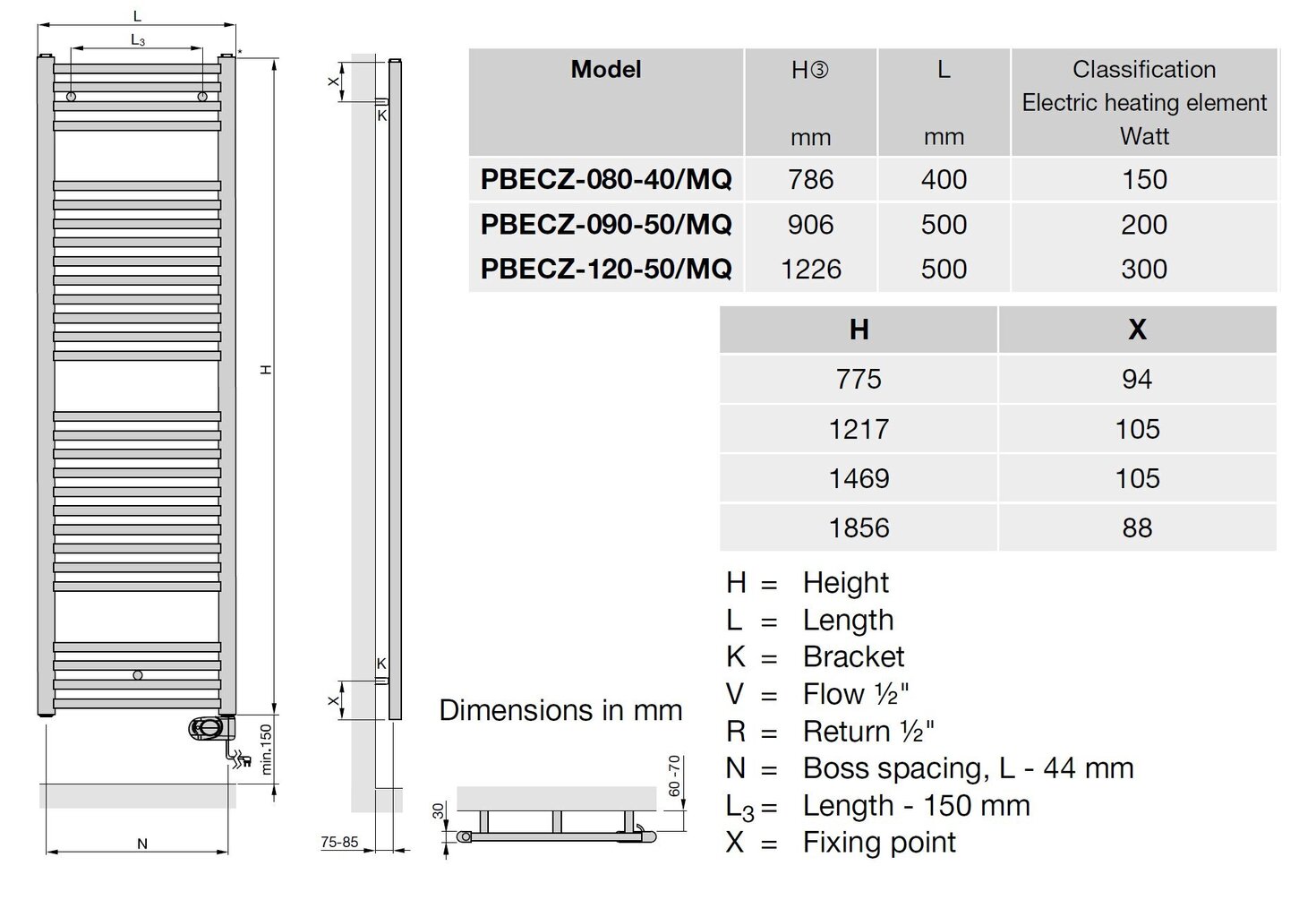 Elektrinis vonios radiatorius Zehnder Aura PBECZ-120-50/MQ, 120x50cm, chromo spalvos цена и информация | Gyvatukai, vonios radiatoriai | pigu.lt