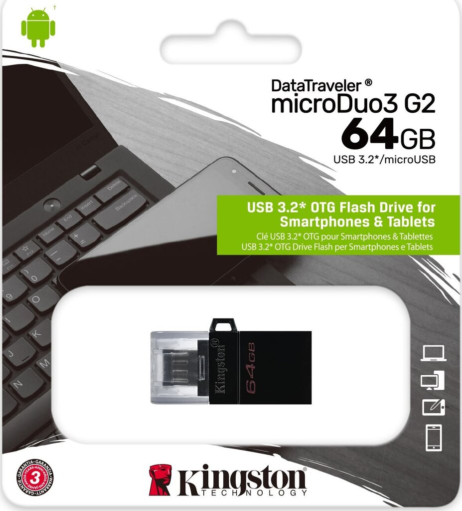 Kingston DTDUO3G2/64GB kaina ir informacija | USB laikmenos | pigu.lt