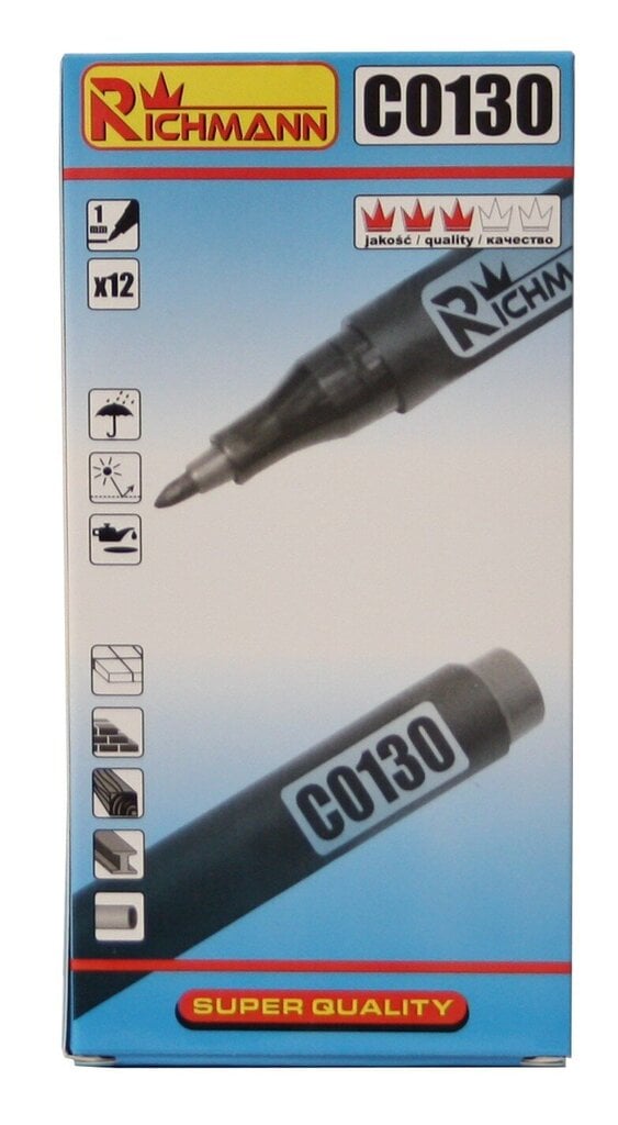 Juodas markeris Richmann, 1 mm цена и информация | Mechaniniai įrankiai | pigu.lt