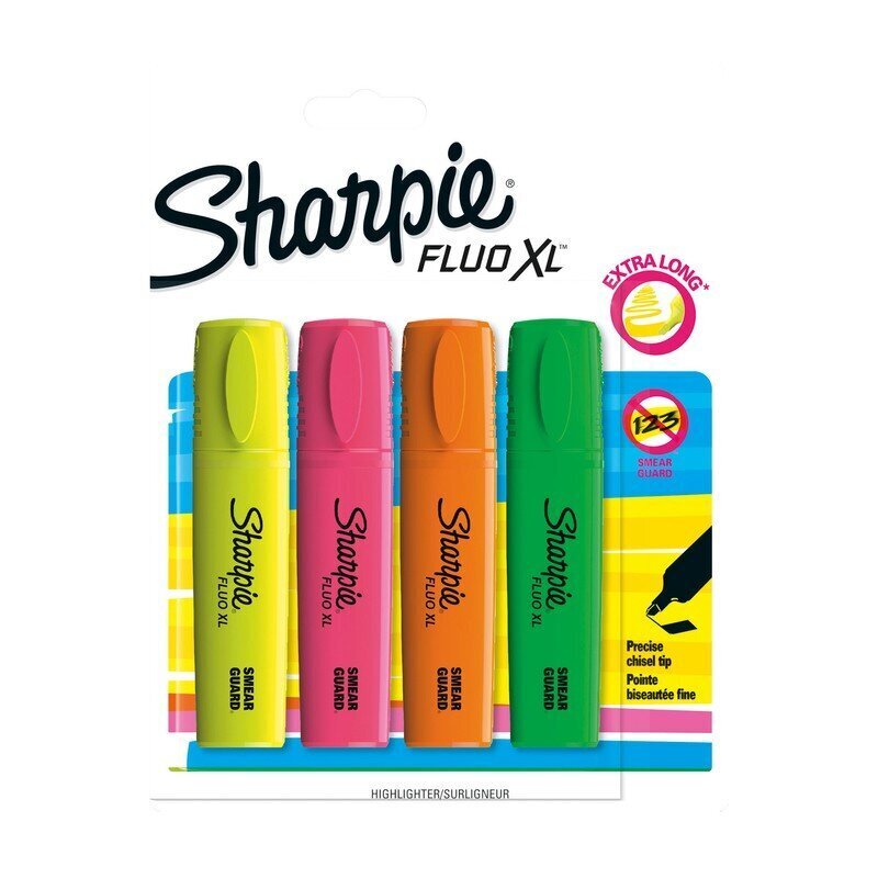 Teksto žymeklių rinkinys Sharpie, 4 spalvos kaina ir informacija | Kanceliarinės prekės | pigu.lt