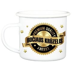 Metalinis - emaliuotas puodelis su užrašu "Bočiaus krūzelis" kaina ir informacija | Originalūs puodeliai | pigu.lt