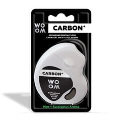 Зубная нить с активированным углем Woom Carbon+, вкус мяты и эвкалипта, 30 м цена и информация | Зубные щетки, пасты | pigu.lt