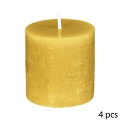 Cilindrinė žvakė, geltona, 4.5x4.5cm, 4 vnt. kaina ir informacija | Žvakės, Žvakidės | pigu.lt